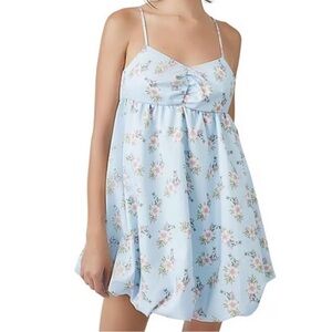 Free People In A Bubble Mini Dress Floral Bluebell Adjustable Straps Large NWT